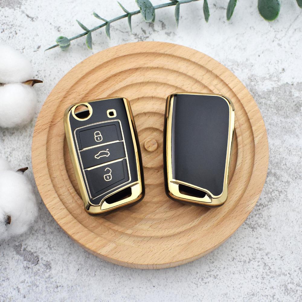 For VW Volkswagen Golf 7 MK7 Tiguan MK2 For SEAT Ateca Leon FR 2 Ibiza For Skoda Octavia A7 TPU Car Remote Key Case Cover Shell