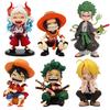 ONE PIECE  Набор из 6 шт. Аниме 12-15 см Монки Д. Луффи Q-Версия ПВХ Модель Настольное Украшение для Автомобиля Подарок на День Рождения Рождество для Детей Игрушки