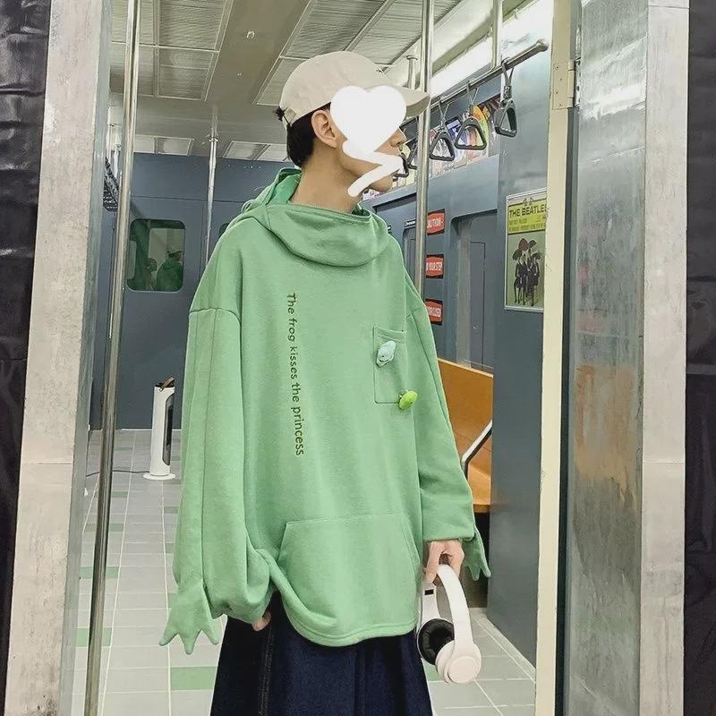 Мужская модная толстовка-пуловер с рисунком лягушки - весна/осень в уличном стиле