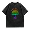 Bohemian Psychedelic Tree of Life Moon Phase Rainbow Gradient Print Casual T Shirt vintage Washed Unisex Stretched Stylish