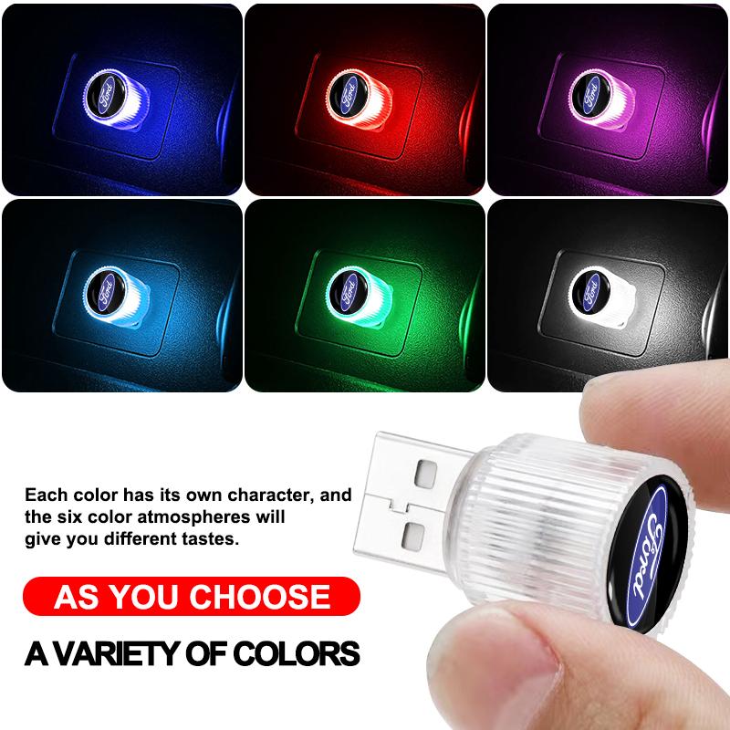 Mini USB LED Car Light Auto Interior Atmosphere Light Decorative Lamp For Ford Ranger Focus Kuga Mustang S-MAX Transit Ghia