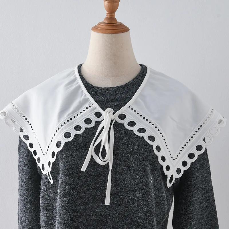 Накладной воротник с цветочной вышивкой для женщин, свитер, платье, рубашка, съемный воротник, шали, съемные банты, накидки на плечи, накидка