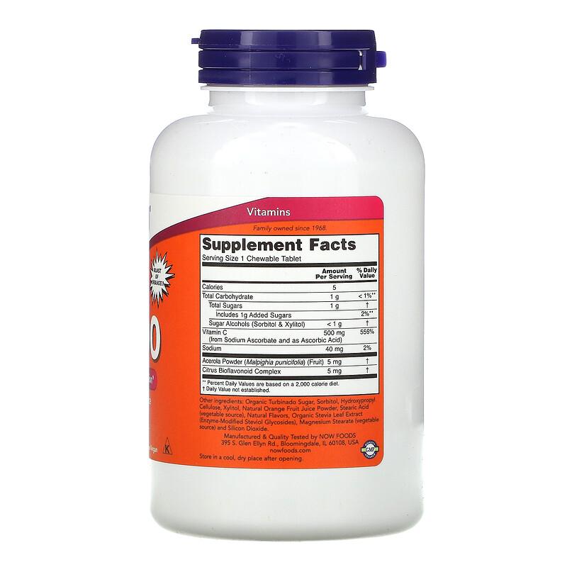 Now Foods Жевательный витамин С-500, 100 таблеток
