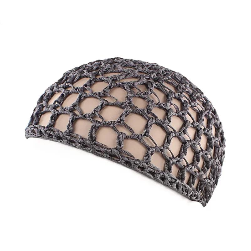 1pc Mesh Crochet Beanies Hat,Solid Color Crocheted Thick Short Hair Net Caps for Night Sleeping Hair Accessories,beach,bathing
