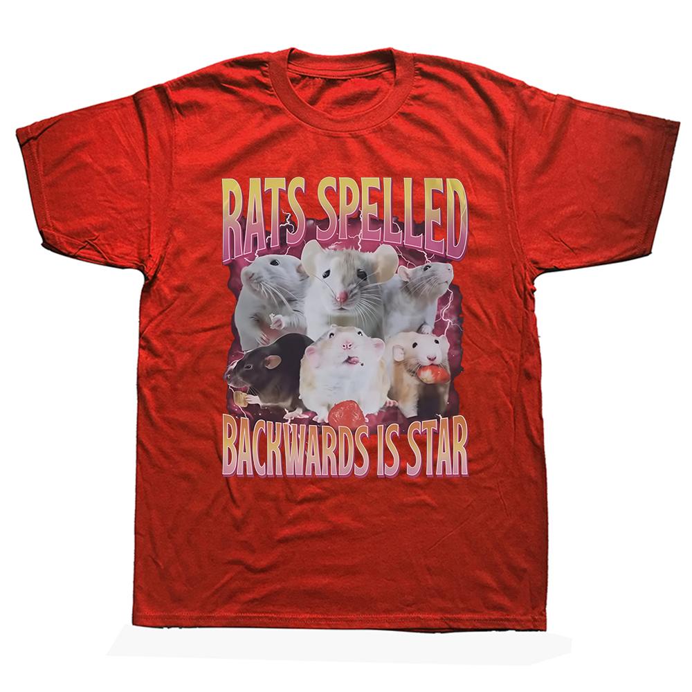 Funny Rats Spelled Backwards Is Star Printed T-shirts Fashion Short Sleeve T Shirt Casual T-shirt Streetwear Y2K Unisex