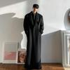 Autumn Winter Extra Long Warm Black Loose Casual Wool Blends Coat Men Floor Length Overcoat Korean Fashion