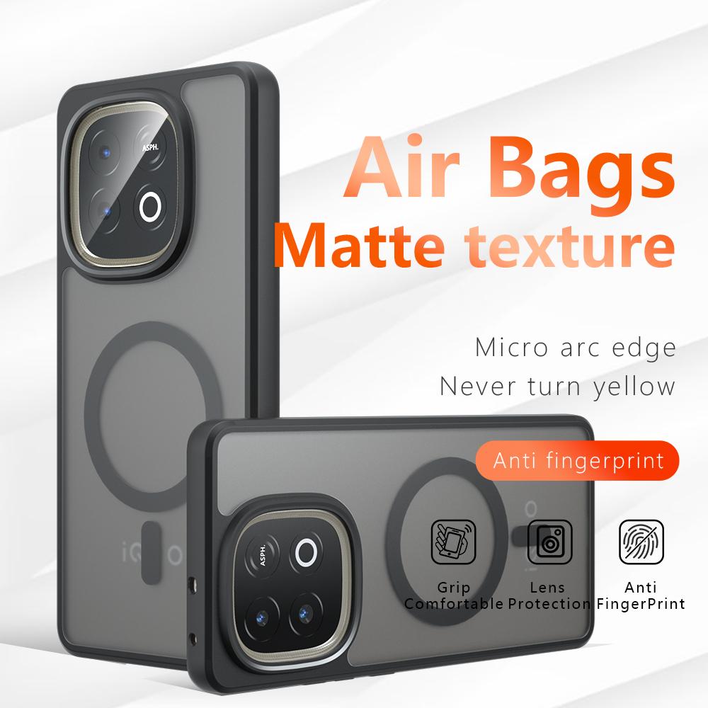 For Magsafe Case for VIVO IQOO Z10 Turbo Pro Shockproof Acrylic Matte Hard Bumper Magnetic Cover for IQOO Z10Turbo Pro V2453A