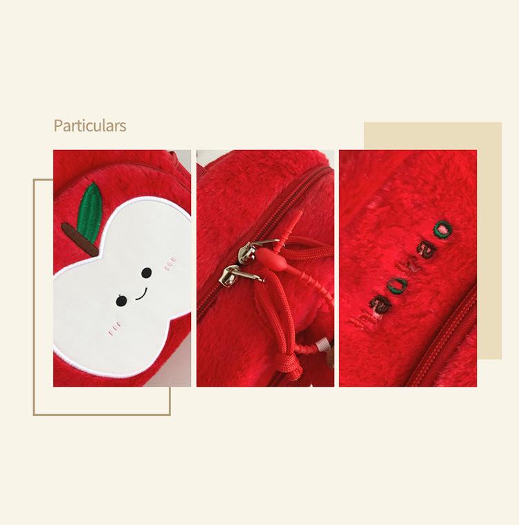 Autumn/Winter Fruit Pattern Plush Backpack for Kids - Cute Cross-Border Design for Boys and Girls.