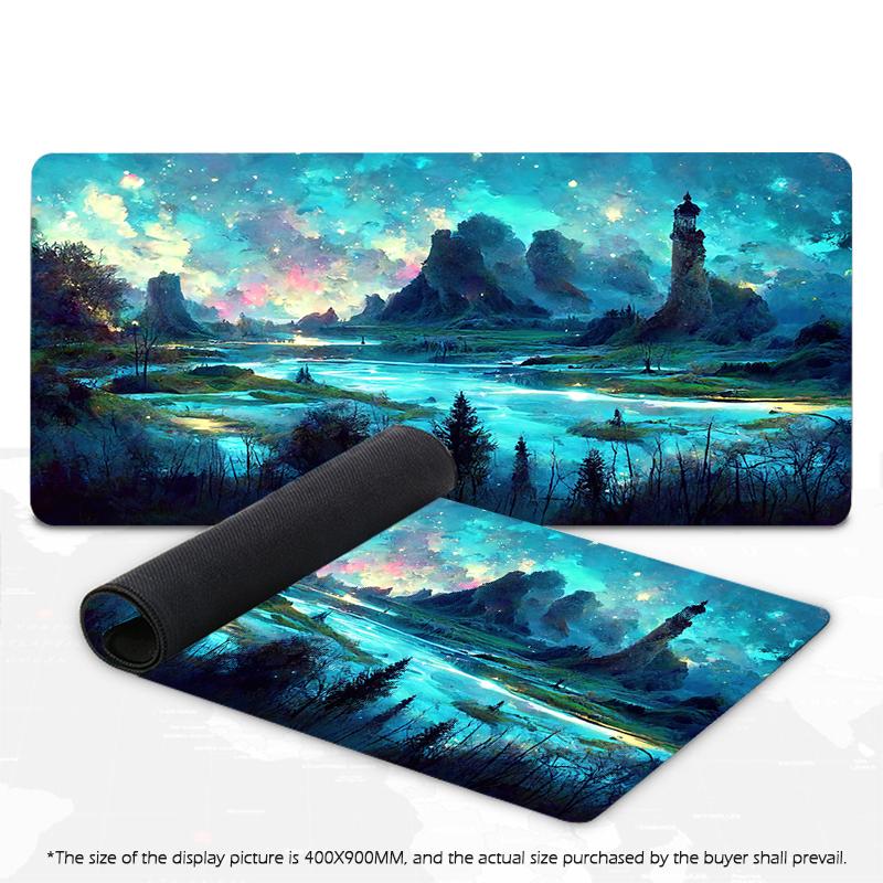 Зеленый лес Коврик для мыши Игровой коврик для мыши XXL Коврик для мыши Большой коврик для клавиатуры Настольный коврик Коврики для мыши Для компьютера Ноутбука Коврики для мыши
