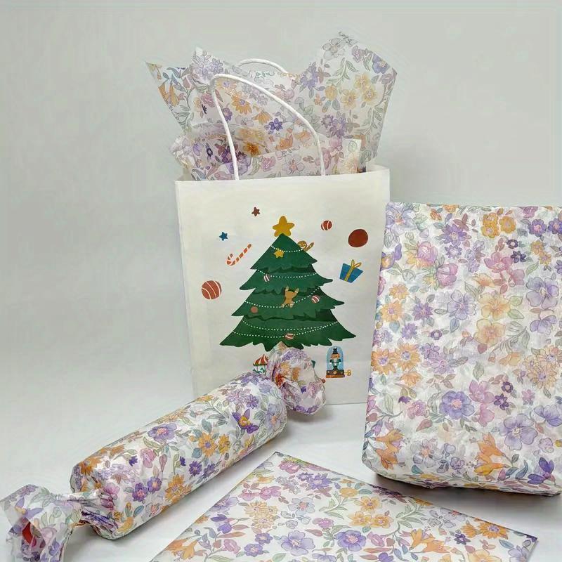 10 Purple Flower and Greenery Pattern Tissue 20 X 27.5 Inches - Perfect for Gift Wrapping Party Gifts Birthday Weddings