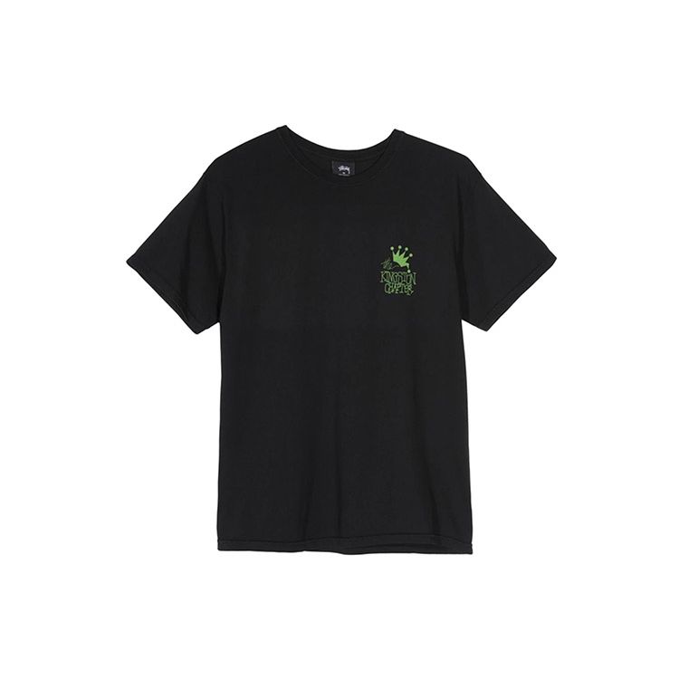 Stussy Kingston Футболка Королевский Парад Короткий Рукав Американский Винтаж Футболка Унисекс Топы Черный 1904440-black