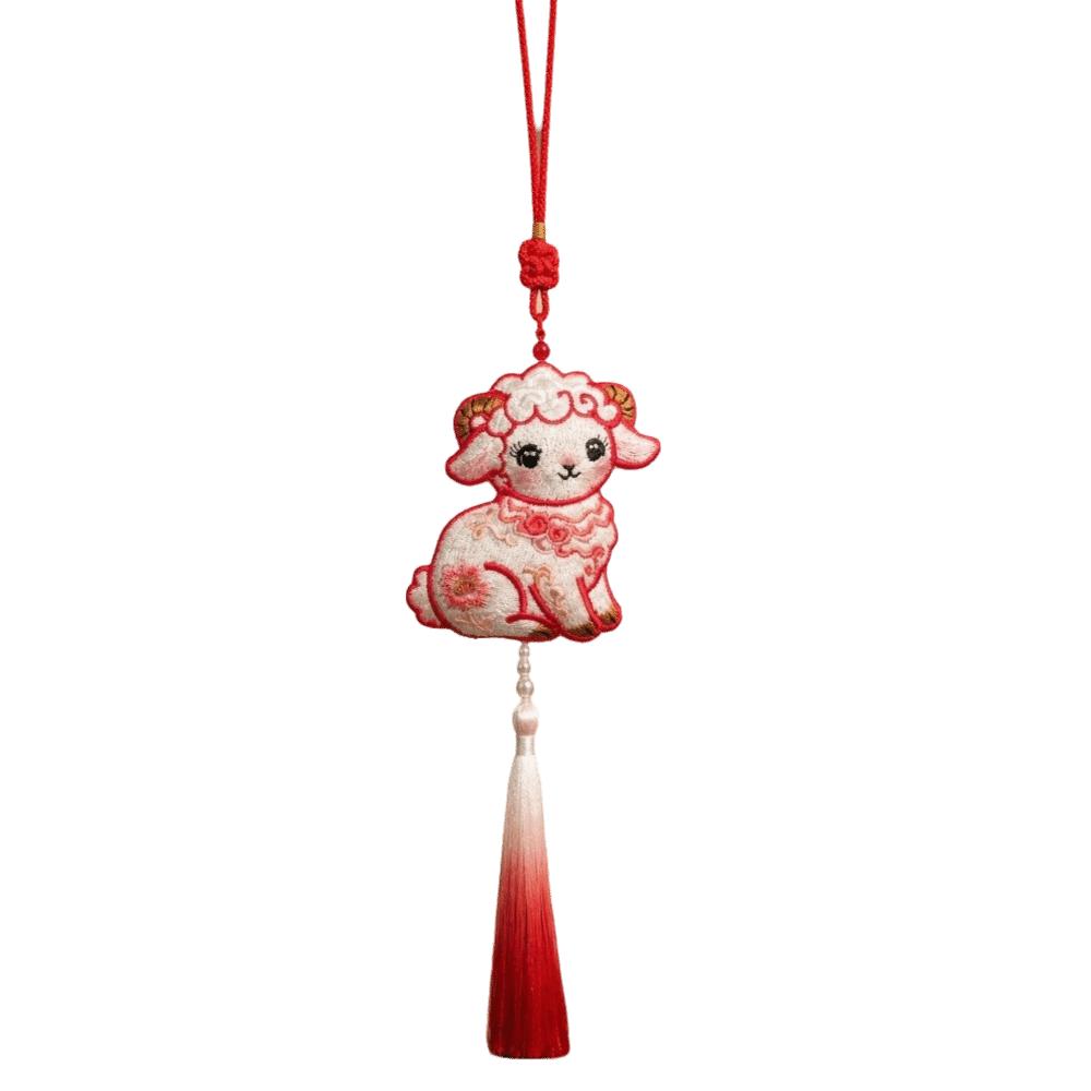 Chinese Style Embroidery Sachet Lamb Ornament Keychain Hanfu Accessory Car Hanging