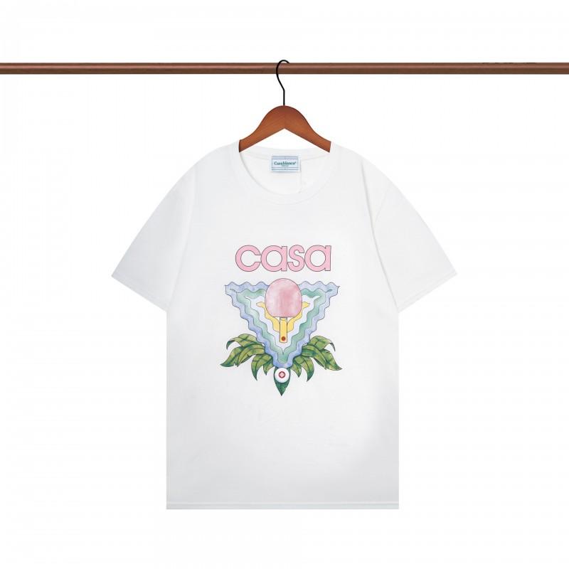 280g Double Yarn Cotton T-Shirt Couples Casablanca Castle Print Short Sleeve Round Neck Loose Fit