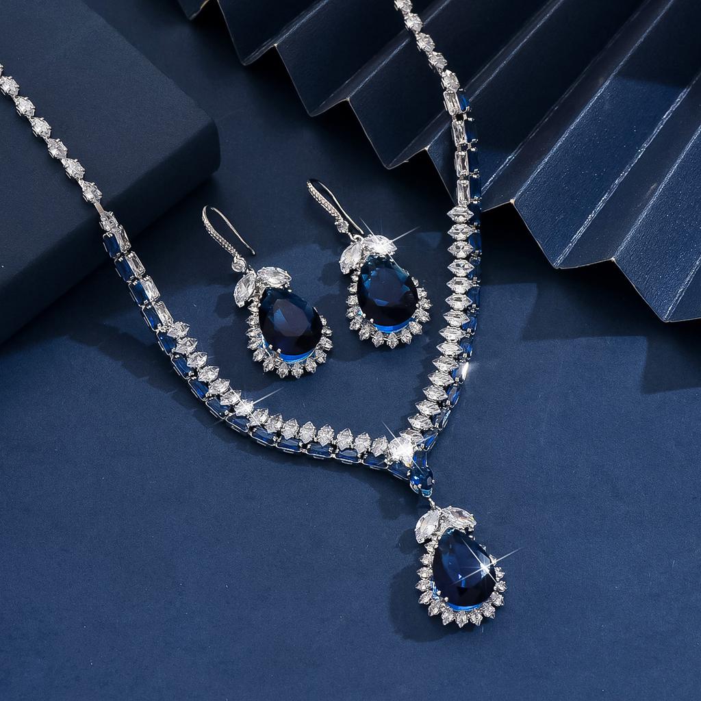 3 предмета Женский модный цирконовый набор: ожерелье-капля воды, серьги, цирконовый набор с чувством дизайна, подходит для свадьбы, вечеринки, фестиваля, подарок