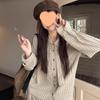 Женская ретро рубашка с пэчворком из кружева и вязаного полотна, с длинным рукавом - Коллекция Осень/Зима 2025, свободный крой с уникальным дизайном.