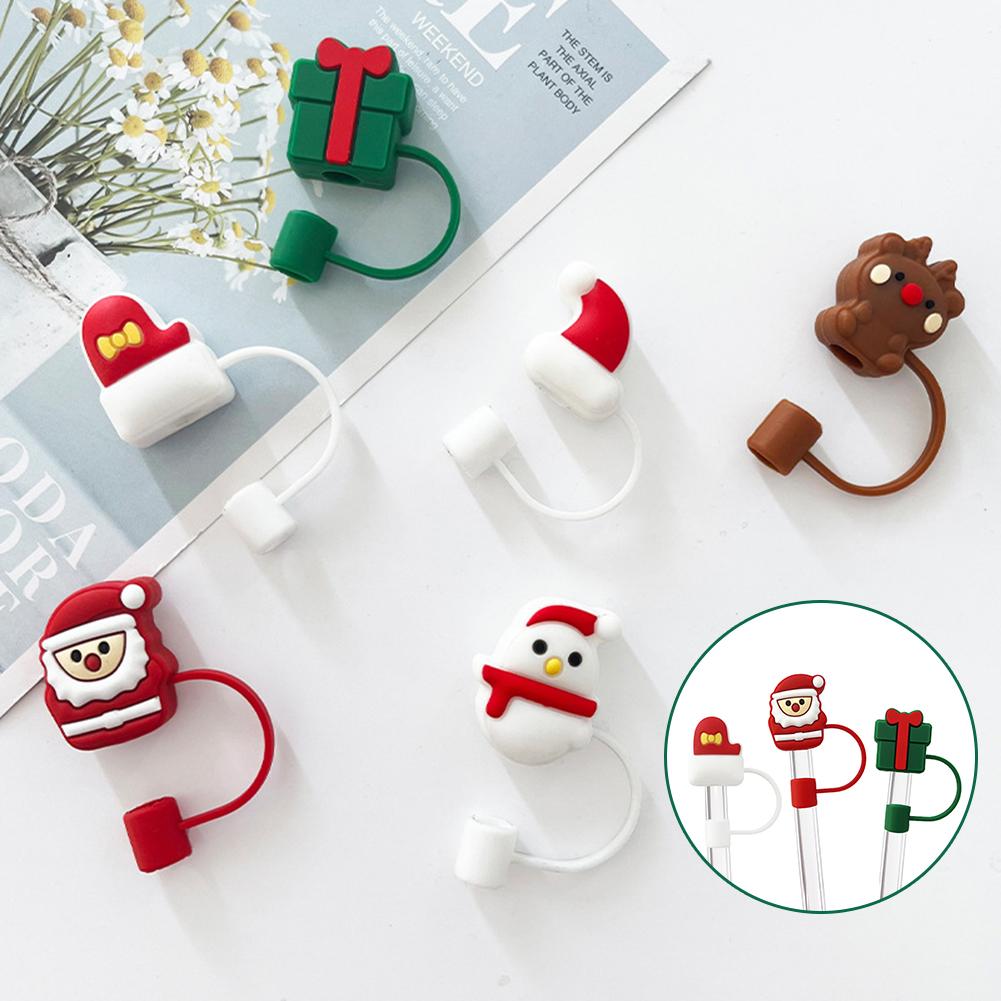 10mm Christmas Straw Cover Cap Dust-Proof Reusable Straw Tips Lids for Stanley Cup Straw Topper Compatible with 30&40 Oz Tumbler