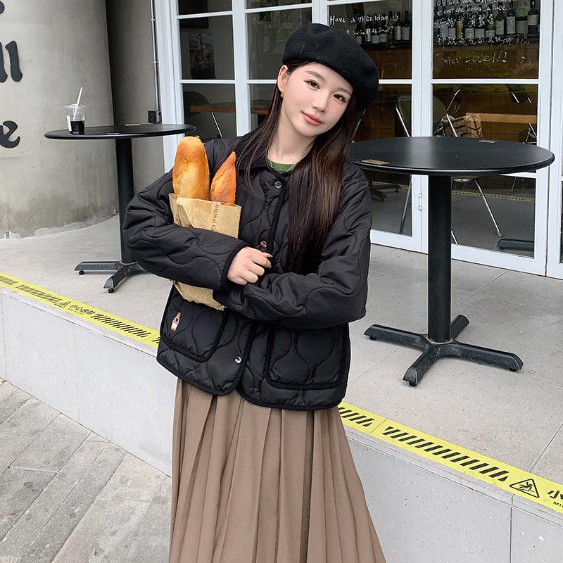 Fragrant wind contrasting colors, new cotton clothes, short jackets, loose lapel rhombus light and thin cotton-padded clothes in winter