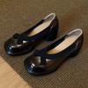 Fashion Sweet Bow Shallow Mid-heel Pumps Women Fashion Round Toe Thick Bottom Mary Jane Shoes Comfortable Elegant Lolita Dress Shoes