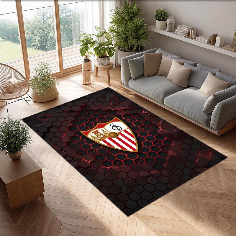 Sevilla FC Soccer Football Pattern Soft Area Rug Non Slip Indoor Floor Carpet Sports Decor Mat for Bedroom