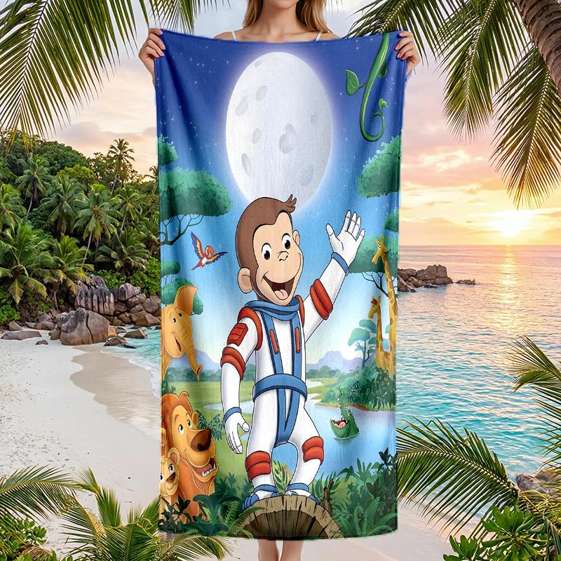 Curious George Fashion Beach Towel: Ideal for Summer Adventures Soft, absorbent and quick drying suitable for swimming and bathing