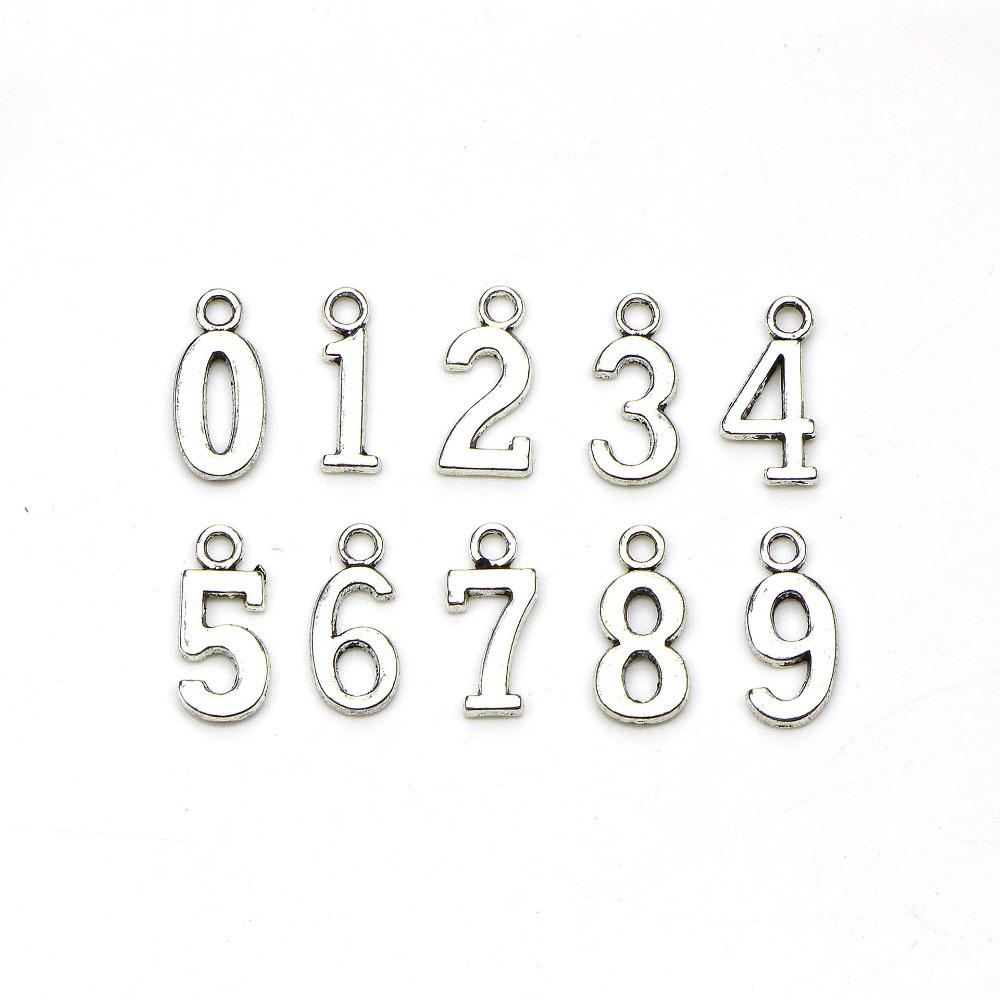 100pcs Alloy Numbers Charm Pendants Sliver Alloy Charms Pendants  for Jewelry Making