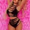 Sexy Hollow Out Fun Underwear Stripe Set Exotic Costume Fishing Net Perspective Slim Fit Women's Tight Lingerie Bustiers Corsets