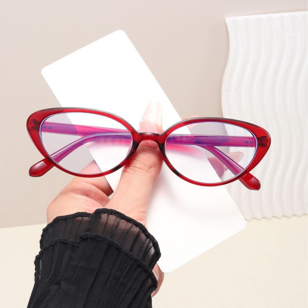 Fashion Cat'S Eye Small Frame Flat Glasses Advanced Sense Of Ultra-Light And Versatile Anti-Blue Light Glasses Unisex Goggles