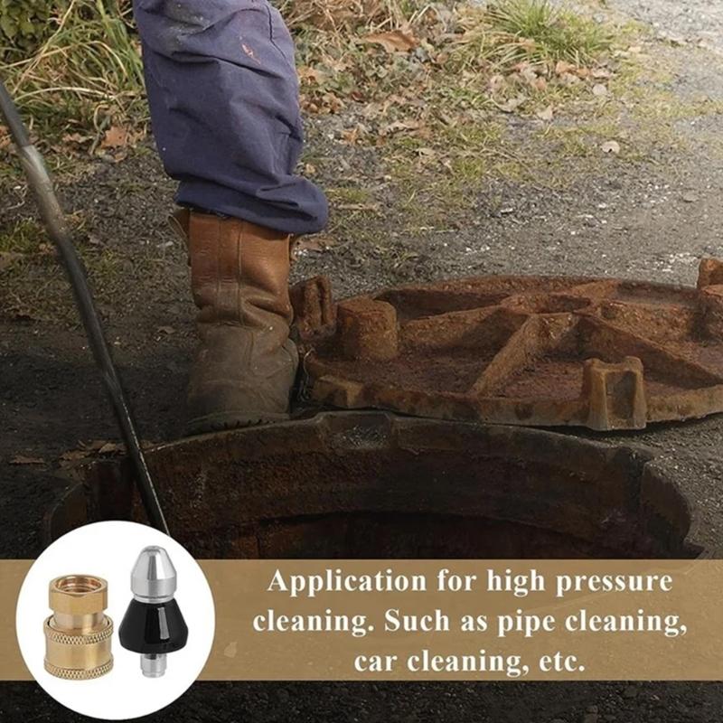 1/4Inch Quick Connector High Pressure Nozzle Sewer Cleaning Tool Pressure Washer 1 Front 6 Rear Sewer Jetter Nozzle