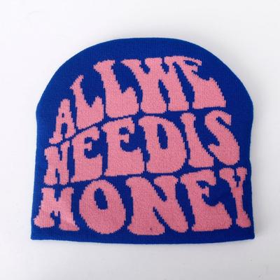 Новая мужская и женская шерстяная шапка-пуловер в стиле Y2K, жаккардовая, с буквенным узором, модная, в стиле хип-хоп, вязаная шапка-бини