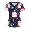 Women's Fashion V-neck Short Sleeve Workwear With Pockets Christmas Printed Tops