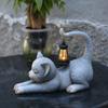 Solar Garden Lamp Resin Animal Kitten Crafts Ornament Garden Balcony Home Decoration