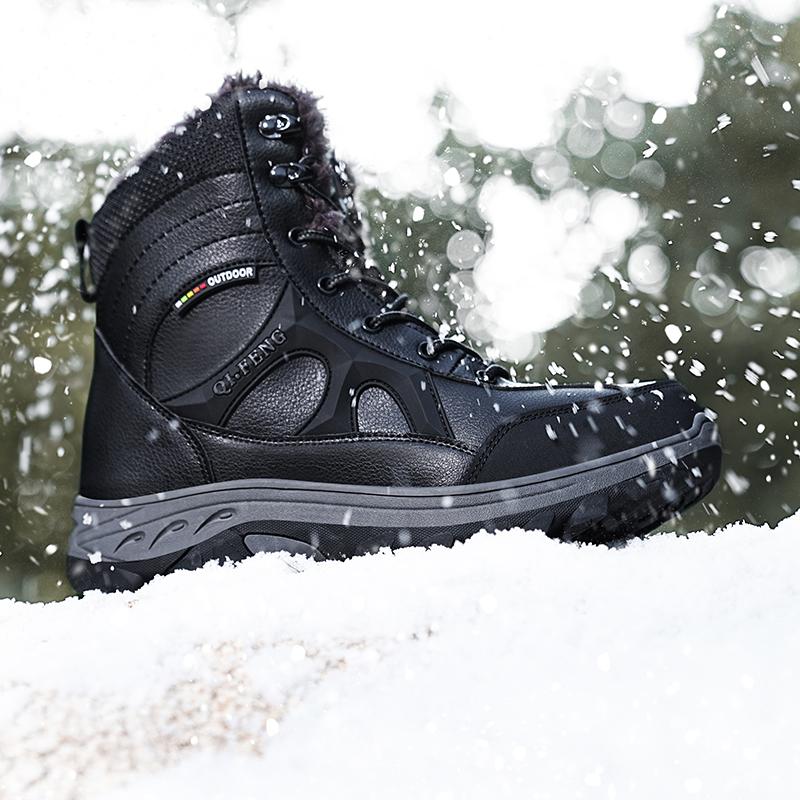 Thick Plush Lined Mens Winter Snow Boots Thick Platform Warm Non Slip Outdoor Waterproof Ankle Boots for Cold Weather Walking