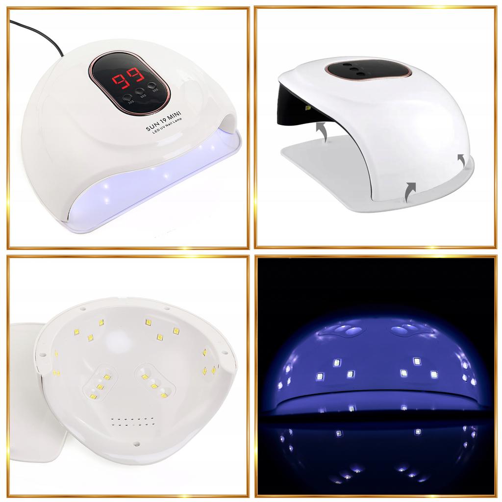 Lampa do paznokci hybryd żeli uv sun 19 mini lcd dual led 72w usb manicure
