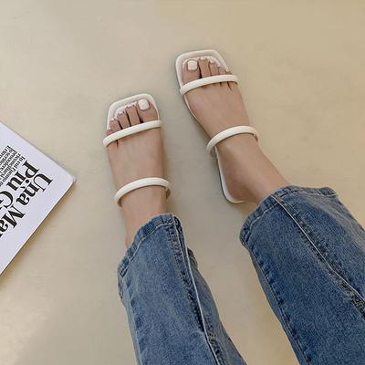 Сандалии на квадратном каблуке для интернет-знаменитостей, женские новые летние нишевые с открытым носком, на мягкой подошве, шлепанцы для улицы, пляжная обувь