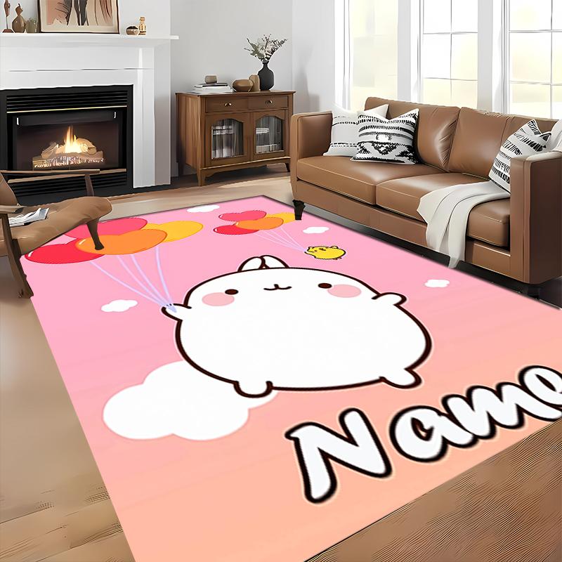 Custom personalization Molang Area Rug - Perfect For Kitchen, Bathroom,Laundry Room Decor Large Size Available,Gift All Seasons