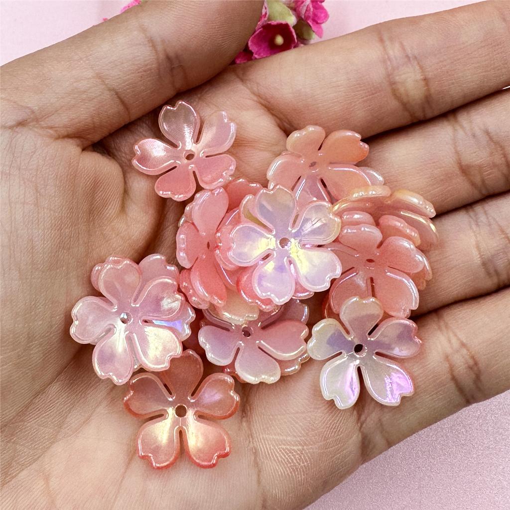 Creative 20Pcs DIY Findings Beading Neclace Bracelet Loose Beads Acrylic Colorful Flowers Handcrafted for Jewelry Making