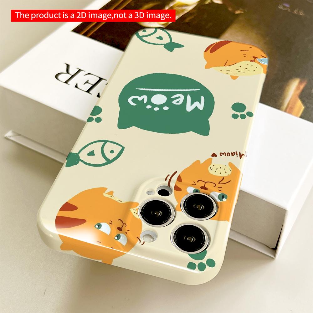 Cute Orange Cats & Green Paw Prints Phone Case All inclusive film hard phone case, compatible with iPhone 18 Pro Max 17 16 15 14 13 12 11