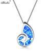 Female Cute Snails Pendant 925 Sterling Silver Blue White Fire Opal Necklaces For Women Shell Conch Necklace Girls Gifts