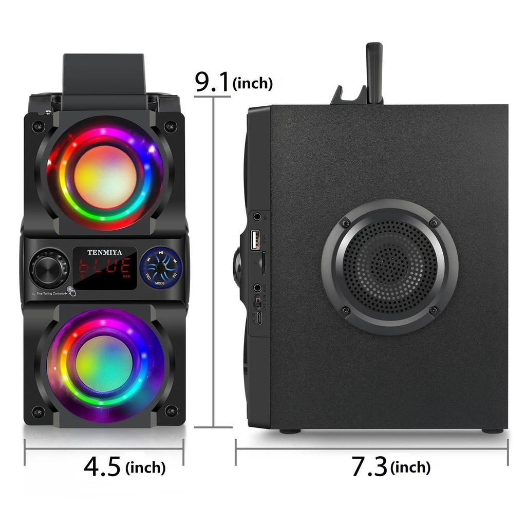 TOPROAD 40W Portable Bluetooth Speaker with Subwoofer Wireless Stereo Bass Outdoor Party Speakers Support Remote Control FM Radio RGB LED Lights