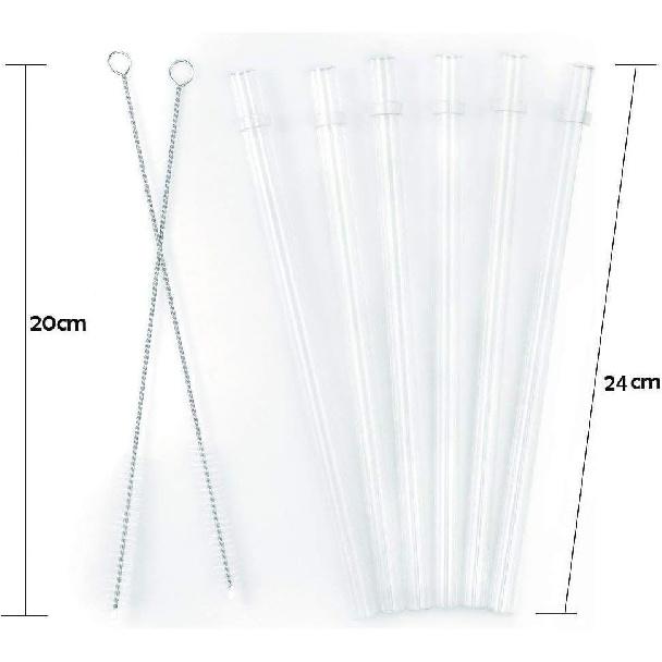 ZYTC Straws for YETI Cup 30-42oz, Reble Clear Transparent Drinking Straws Replacement for YETI Straw Lids, Set of 6 with 2 Cleaning Brushes