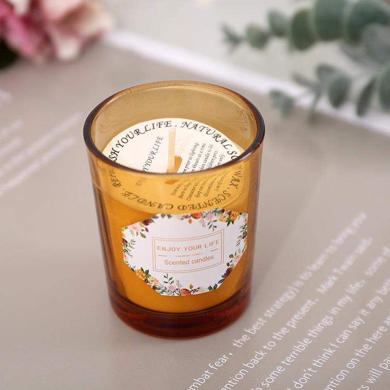 New Glass Cup Aromatic Candle Romantic Fragrance Soy Wax Aromatic Candle Lover Gift