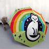 1pc Rainbow Cat Automatic Folding Umbrella Portable Collapsible Design, 8-Rib Iron Frame, Durable Fabric, All-Season Casual Outdoor 175