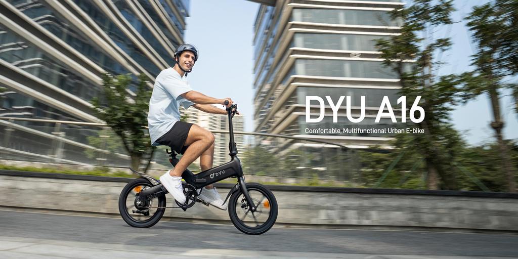 DYU A16 38V 250W Lightweight Magnesium Alloy Commuter Electric Bicycle - 55km Pedal Assist, Foldable, Equipped with Dual Disc Brakes