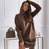 2024 Autumn/Winter Women's Solid Color Hooded Streetwear Loose Sweatshirt