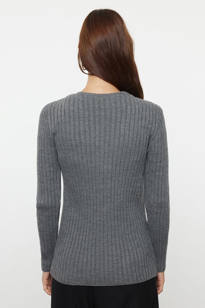 Женский модный стильный кардиган темно-синий базовый трикотаж в рубчик на молнии кардиган