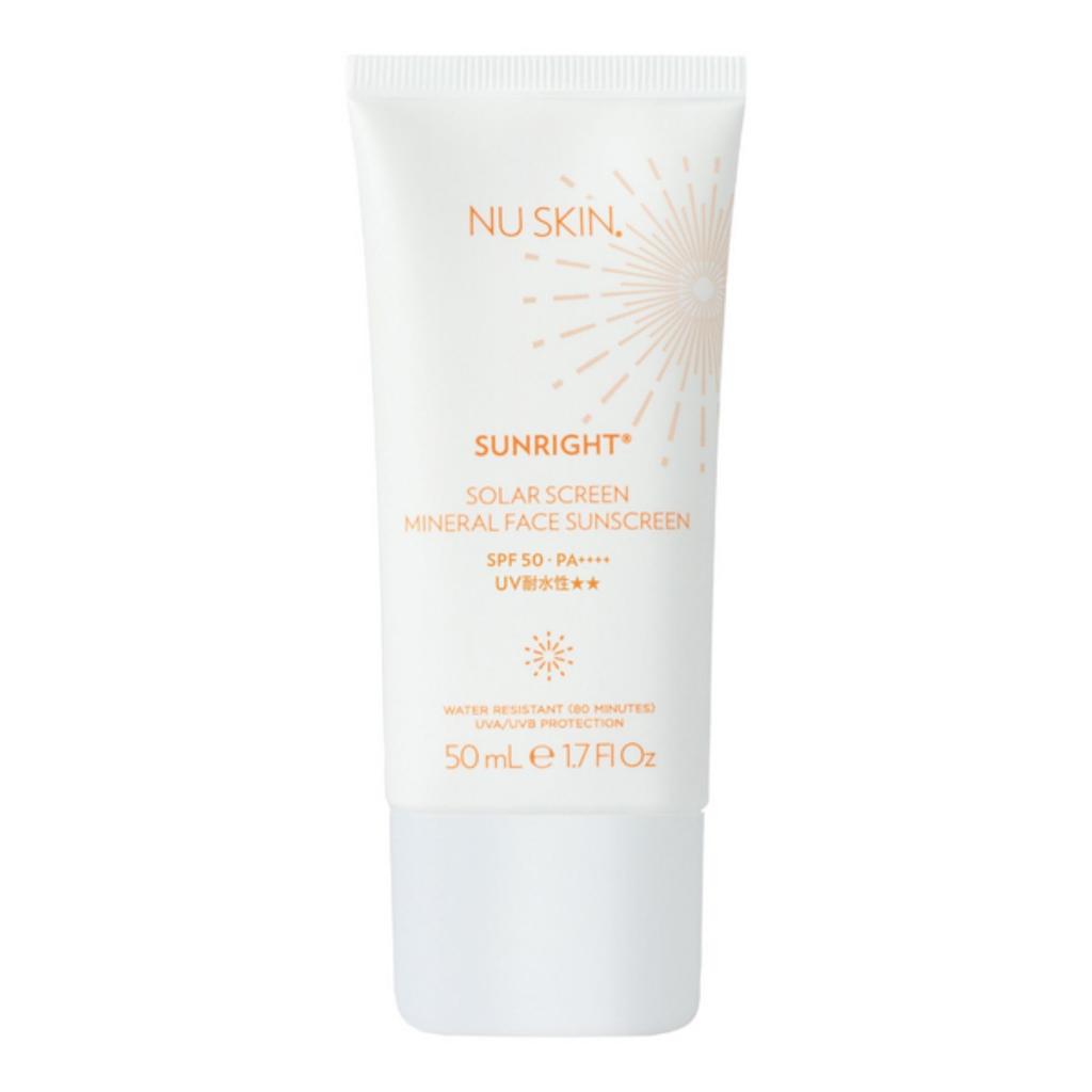 NU SKIN NU SKIN Sunlight Solar Screen Mineral Face Sunscreen UV and Water Resistant 50g Facial Sunscreen Lotion Contains UV Scattering Agents Gentle