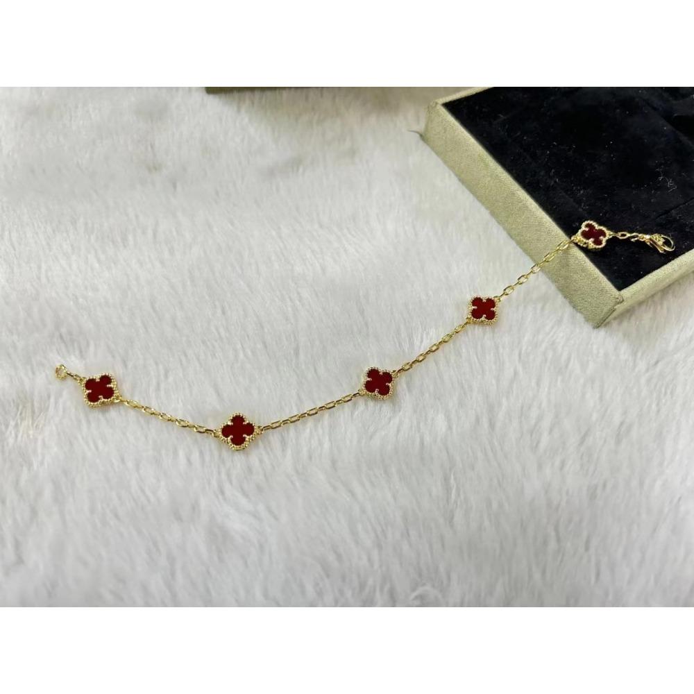 Высококлассный браслет «Четырехлистный клевер», мини-браслет «Шестицветик», браслет из красного халцедона и черного агата, женский браслет