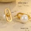 GEMCHIC Women's Minimalist Geometric Faux Pearl Stainless Steel Stud Earrings Gold Plated Elegant Fashion Jewelry