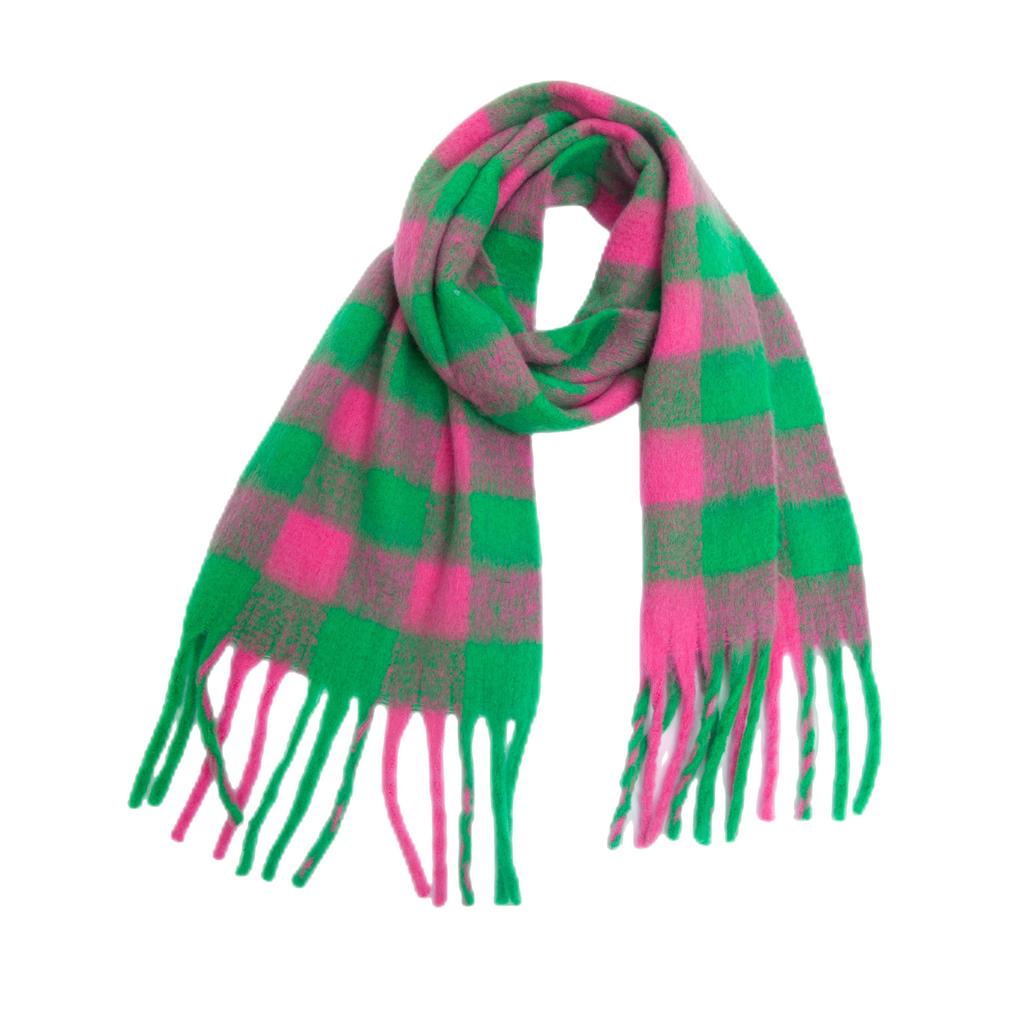 Autumn and Winter New Thickened Shawl Imitation Mohair Coarse Whiskers Colorful Plaid Scarf