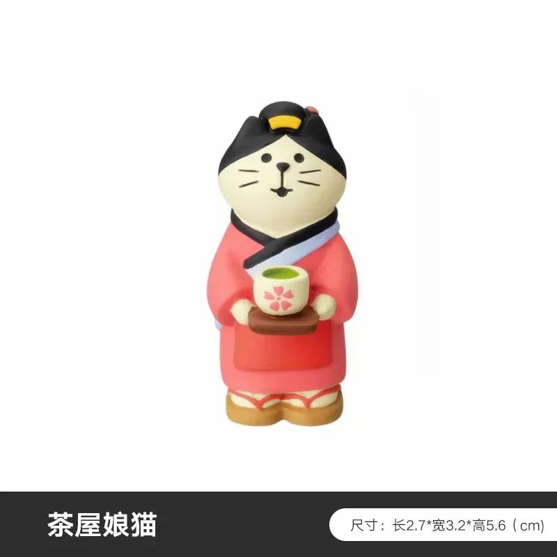 Zakka Япония Чайный домик Кот Япония Украшение Фигурки Полимерная глина Коллекционный Домашний декор Аксессуары для стола Украшение сцены Подарки